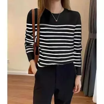 Female Jumper Loose Knitted Sweaters Stripe Baggy Sweater Women Pullover Streetwear Long Sleeve Knitted Tops Plus Size XXXL белый