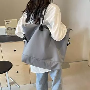 Женская сумка через плечо большой емкости, легкая нейлоновая сумка через плечо, женская однотонная сумка чёрный