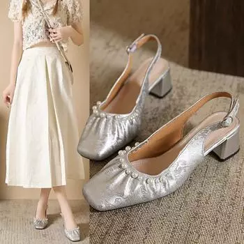 Женские сандалии Med Летние туфли с закрытым носком на высоком каблуке с пряжкой на ремне Эспадрильи Платформа для девочек Средний острый носок Комфорт Высокий каблук 34 чёрный