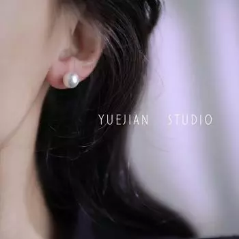 Female Shijia Fancy Retro Mosquito Coil Pearl Stud Earrings A pair of ear needles (8mm)