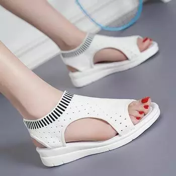Female Shoes Knitted Women s Sandals Platform Casual Sandals Women Mixed Colors Round Toe Outdoor Wedges Plus Size Shoes 35
