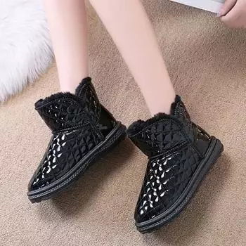 Female Shoes Round Toe Black Waterproof Ladies Snow Boots Ankle Booties Spring Autumn Designer Luxury With Chic Point Hot 39 Hot 36