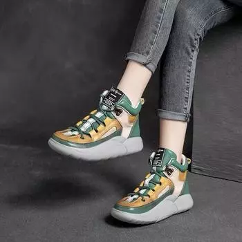 Female Short Shoes Lace-up High Platform Chunky Booties Color Matching Women s Ankle Boots with Laces New in Designer Luxury Pu 35