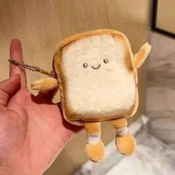 Female Small Wallet Ins Style Coin Purse Pendant Creative Plush Storage Bag Cute Expression Toast Korea Japanese