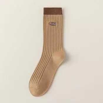 Female Spring and Autumn Color Striped Tall Tube Stack Socks 1 pair