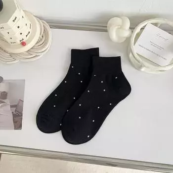 Female Spring and Autumn Fashion New Polka Dot Short Tube Pile Socks 1 pair