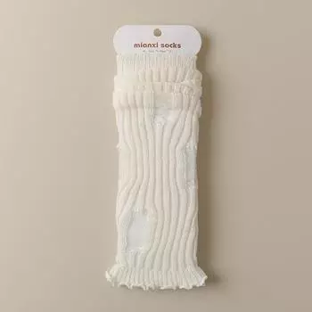 Female Spring and Autumn Fashion New Style Holes Show Thin Leg Cover Calf Pile Socks 1 pair