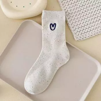 Female Spring and Autumn New Love Lovely All Match Cartoon Tube Pile Socks 1 pair