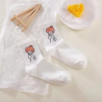 Female Spring and Autumn Sweet Trend of New Style All Kinds of College Style Cotton Tube Socks 1 pair