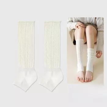 Female Spring and Autumn White Lace Warm Ballet Wind Calf Leg Set Pile Pile Socks 1 pair