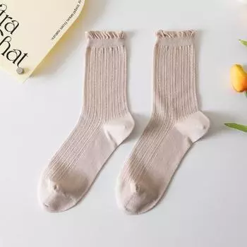 Female Spring and Summer Thin Cotton Ear Side In The Tube Ice Ice Pile Socks 1 pair