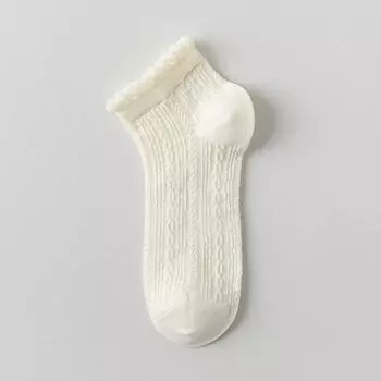 Female Spring and Summer Thin Lace Bubble Lace Mesh Breathable Boneless White Tube Socks 1 pair