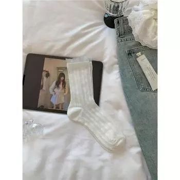 Female Spring and Summer Trend Simple Hollow Out Soft and Comfortable Twist Socks 1 pair