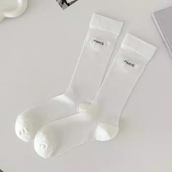 Female Summer Thin Fashionable New Letter Net Gauze In Tube Socks 1 pair