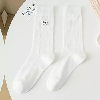 Female Summer Thin Style Bow Sweet Ballet Wind Suction Sweat Breathable Mesh Tube Stack Socks 1 pair