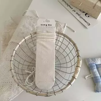 Female Sweet Plaid Bow Double Fungus Edge Design Sense In Tube Socks 1 pair