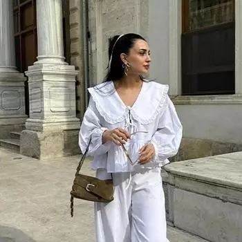 Female Tops Bowknot Lace Up Blouse Doll Collar Long Puff Sleeve Blouse Bow Tied Summer Tops Summer M