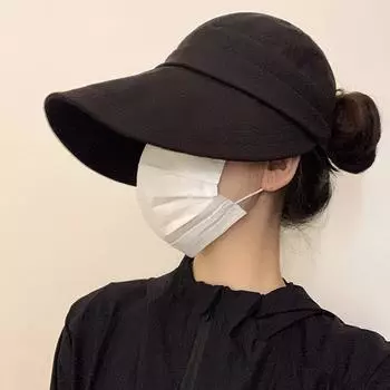 female uv duck tongue sun protection hat summer UV protection big brim face bucket hat outdoor Generally can wear, can tie high ponytail