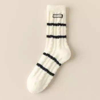 Female Winter New Warm Stripe Heel Cloth Standard Floor Tube Socks 1 pair