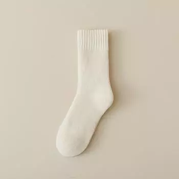 Female Winter Thickened and Fluffy Ring Warm Pure Color Moon Tube Cotton Socks 1 pair