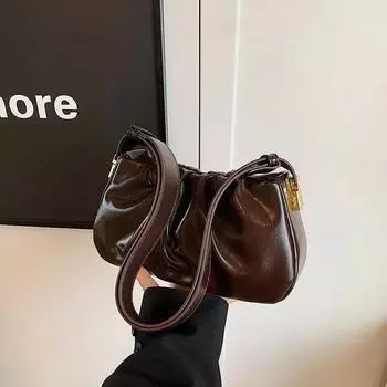 Женская плиссированная PU сумка на плечо, сумка-кроссбоди с однотонной молнией, качественная фурнитура, горячо продаваемые сумки, мода