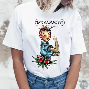 Феминистка Girl Power Феминизм Феминизм Графический принт Летняя футболка Топ Harajuku Женщины Женская футболка 3XL белый