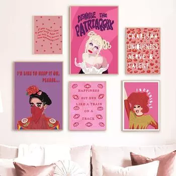 Феминистская девушка, холст, картина, любовь к себе, цитата, принты, женские настенные художественные розовые картины, феминизм, постеры для телешоу, домашний декор для спальни 21x30cm No Framed
