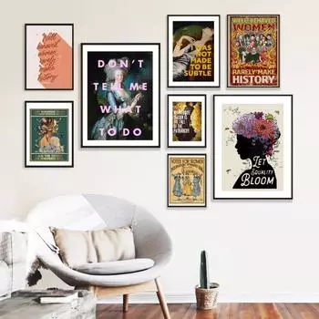 ФЕМИНИСТСКАЯ Картина на холсте Плакат Подарки для девочек Смешные тексты песен Не говори мне, что делать Печать Женское настенное искусство Картина Декор 21cm30cm NoFrame