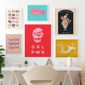 Феминистский модный постер для девочек Power Wall Art Картина маслом Печать Подарки для девочек Современные фотографии Гостиная Спальня 21cm30cm NoFrame