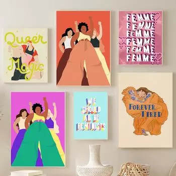 Феминистский настенный художественный принт «Социальная справедливость», классическая картина, татуированная женщина, странный волшебный холст, постер, мультяшные фотографии, декор для спальни 21x30cm No Framed