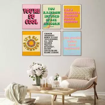 Феминизм Фильм Цитата Печать Сила Девочки Настенное Искусство Декор Комнаты Подарок Расширенные Права Женщины Холст Картина Без Рамы Постер Картины 21x30cm No Framed