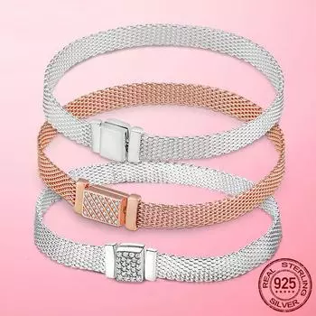 Femme Reflexion Браслет из стерлингового серебра 925 пробы для женщин Серебряный браслет для женщин Подвески подходят для оригинального браслета Pulseira Fine Jewelry