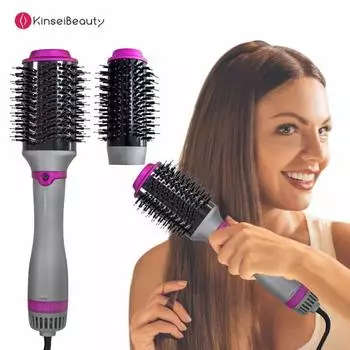 Фен 1200 Вт, щетка для горячего воздуха 2 в 1, стайлер для увеличения объема, расческа для волос, роликовый электрический ионный фен, щетка, выпрямитель для волос, бигуди