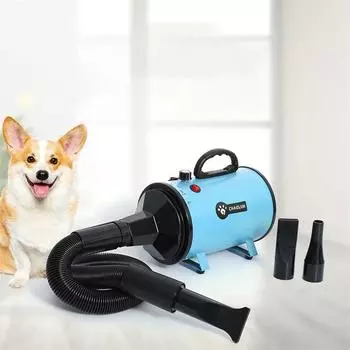 Фен для домашних животных, профессиональный фен для собак, кошек, теплый ветер, регулируемый фен с 3 насадками и удлиняющимся шлангом