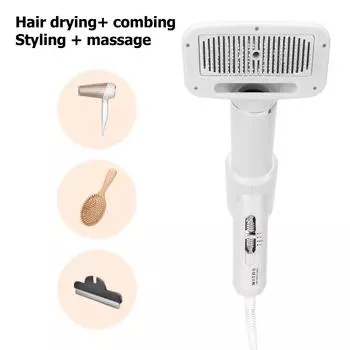 Фен для домашних животных, расческа с регулируемой температурой, массажный уход, фен для волос для домашних животных с пуходеркой для кошек, собак AU Plug белый