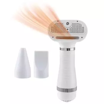 Фен для собак с щеткой для ухода за волосами, умная трехступенчатая регулировка температуры, 2 в 1, портативная портативная сушилка для домашних животных с вилкой стандарта США US Plug