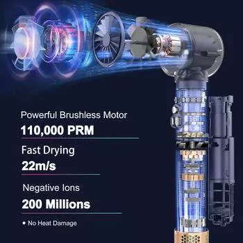 Фен для волос 6 в 1 с ионизацией, 110000 об/мин, высокоскоростной фен-щетка, быстрая сушка с автоматической завивкой, фен-щетка, мультистайлер us