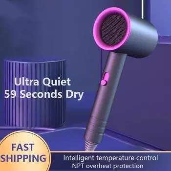 Фен для волос Negative Lonic Blow без вреда для волос Высокоскоростной бесшумный турбинный поток воздуха Постоянная температура и быстрая сушка Горячая расческа EU белый