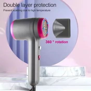 Фен для волос с отрицательными ионами, 2 горячих и 2 холодных воздуха, низкий уровень шума, не повреждает волосы, подходит для дома и путешествий EU