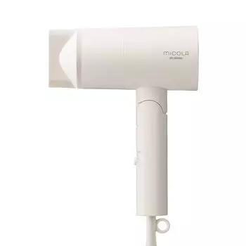 Фен Iris Ohyama MICOLA с большим объемом воздуха, быстрая сушка, легкий, скоростной ионизатор, 3 уровня регулировки, в комплекте насадка, цвет белый с оттенком HDR-M101-W