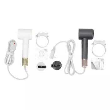 Фен с отрицательными ионами 110000 об/мин 600 млн отрицательных ионов горячий холодный ветер тихий портативный фен для волос White