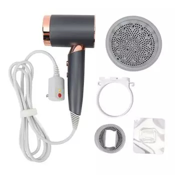 Фен с отрицательными ионами 1400 Вт 20000 об/мин Высокая скорость Датчик контроля температуры Профессиональный низкий уровень шума US Plug серый