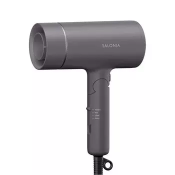 Фен SALONIA Glossy Care с большим объемом воздуха, быстрая сушка, легкий фен, серый