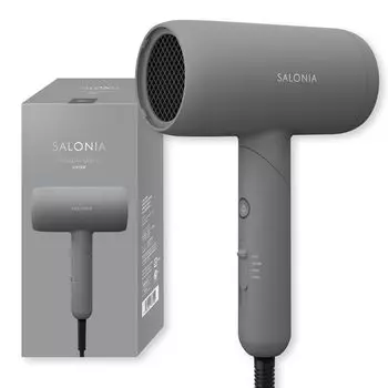 Фен SALONIA Smooth Shine с большим объемом воздуха, быстрая сушка, легкий фен, серый