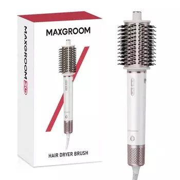 Фен-щетка для вьющихся волос MAXGROOM Скорость вращения 11000 об/мин Выход воздуха 8 режимов обдува 200 миллионов отрицательных ионов класса 3 уровня регулировки скорости Интеллектуальная