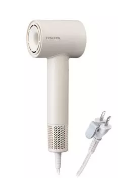 Фен Tescom с отрицательными ионами, легкий, компактный, бесшумный, с заглушкой, бежевый, I-образный, холодный/горячий TD760A-C