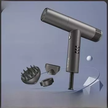 Фен Yongri 110 000 об/мин, бесщеточный, Т-образный, быстрая сушка для дома и салона серый