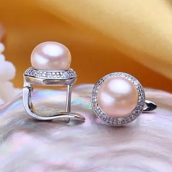 Женские серьги с настоящим пресноводным жемчугом в серебре белый