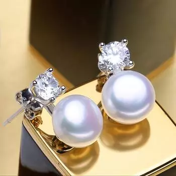 FENASY элегантные белые серьги с натуральным пресноводным жемчугом, модные серьги с кубическим цирконием для женщин белый