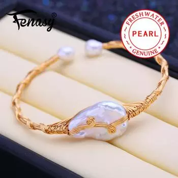 Fenasy Браслеты из натурального пресноводного жемчуга, модные браслеты с подвесками в стиле барокко для женщин, подарок на день рождения, оптовая продажа